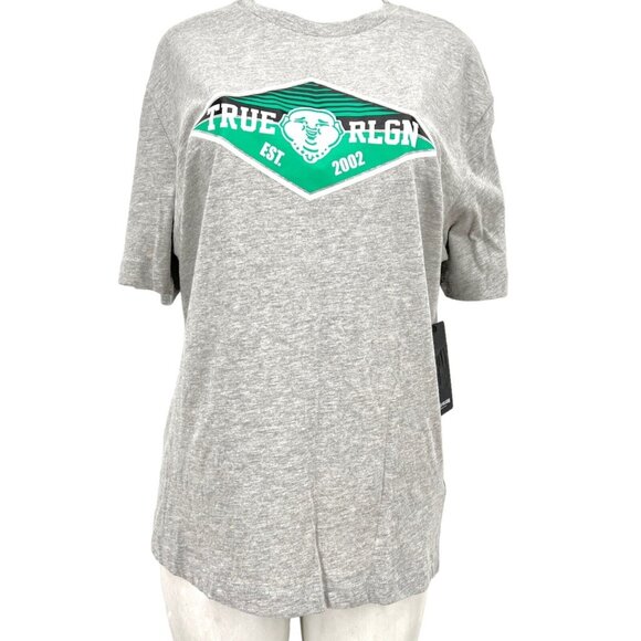 NEW True Religion Buddha Face Logo Short Sleeve Heather Grey T-shirt Size Large - Picture 1 of 12